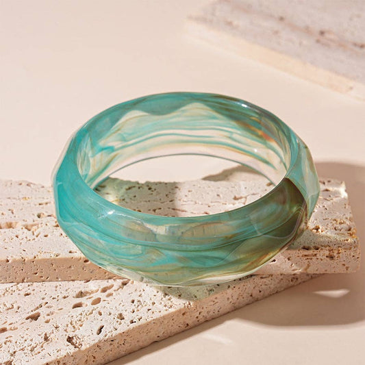 Dipped Shop - Vintage Striped Geometric Acrylic Bracelet DP25D619: Blue