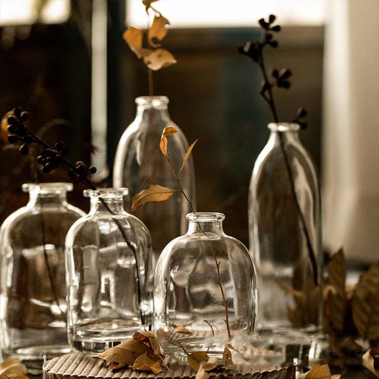 Sweet Home Deco - Small Floral Glass Vases , Bud Vases for Centerpiece, Rustic: Style C