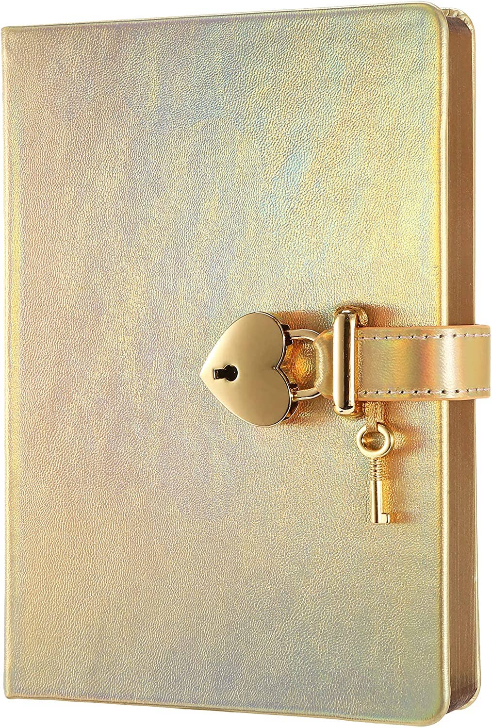 Heart Lock Diary for Girls with Key Vegan Cover (Iridescent)