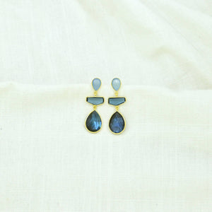 Schmuckoo Berlin - Miss Jane Earring Gold - Iolite, Chalcedony & Labradorite