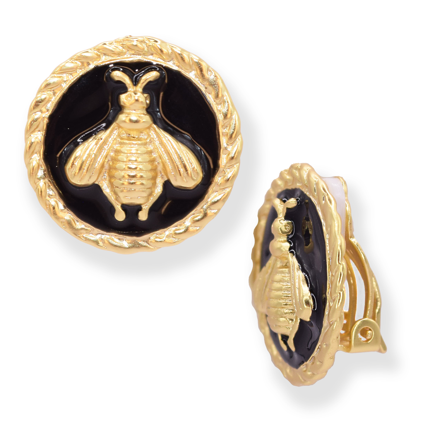 KARINE SULTAN - Retro Bee Clip On / Black Enamel