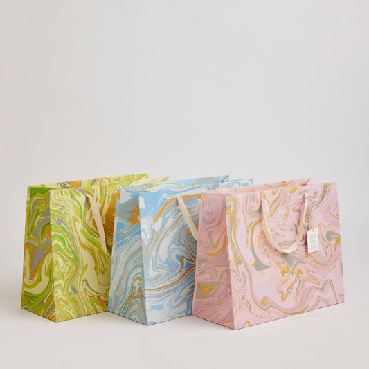 Paper Mirchi - Hand Marbled Gift Bags (Large) - Pastel