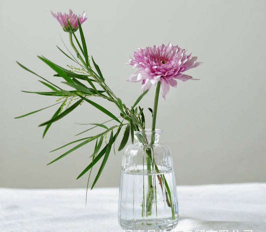 Sweet Home Deco - Pleated Glass Bud Vase, Small Glass Vases, Clear