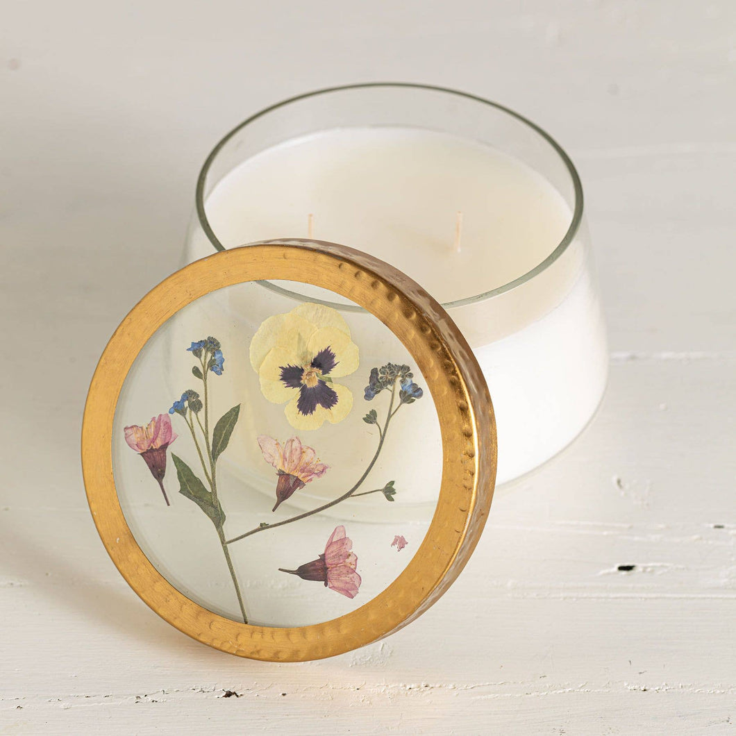 Rosy Rings - Black Currant + Bay Large Pressed Floral Candle