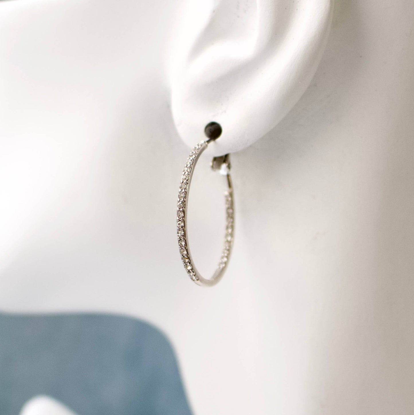 a.v. max - Small Inside Out Pave Hoops: Silver