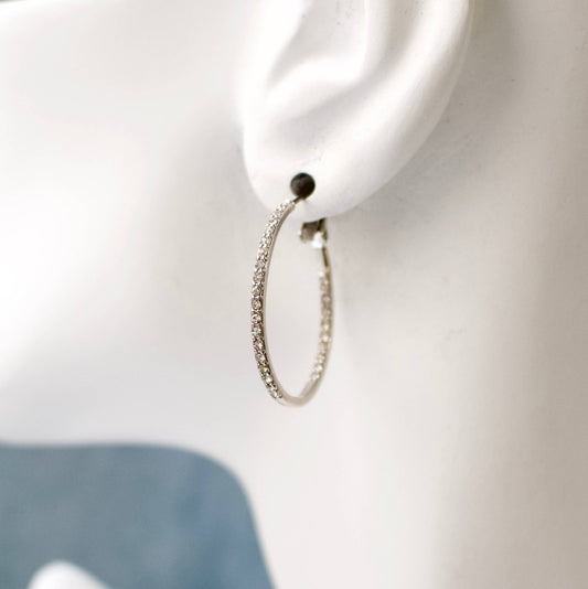 a.v. max - Small Inside Out Pave Hoops: Silver