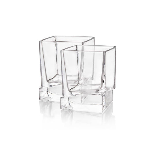 JoyJolt - Carre Square Heavy Base Whiskey Glasses, Set of 2