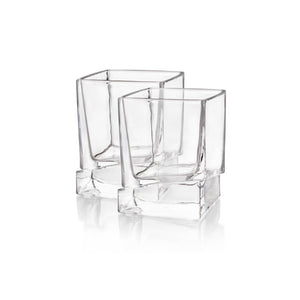 JoyJolt - Carre Square Heavy Base Whiskey Glasses, Set of 2