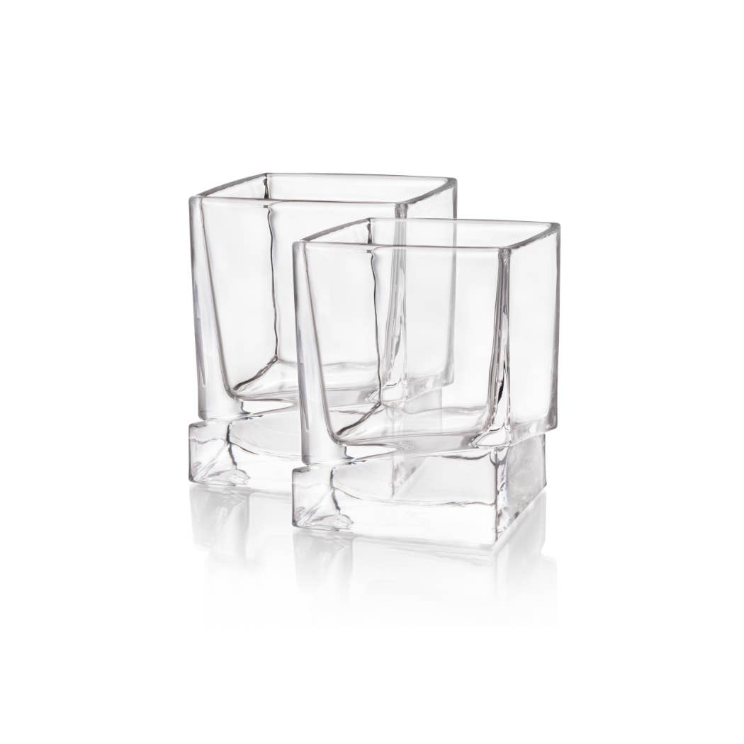 JoyJolt - Carre Square Heavy Base Whiskey Glasses, Set of 2