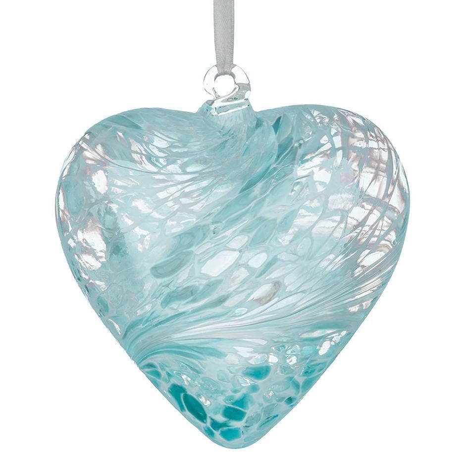 Sienna Glass - 8cm Friendship Heart - Pastel Blue