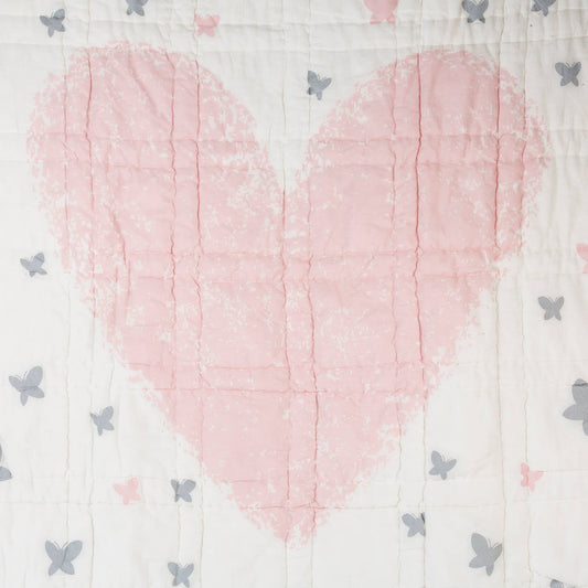 Lil Pyar - Heart & Butterflies Reversible Baby Quilt