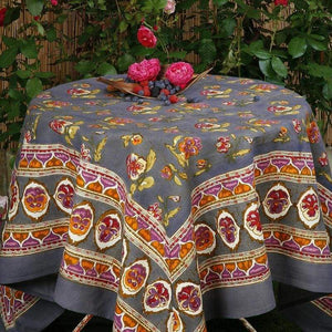 Pansy Red & Grey Tablecloth 71" x 106"