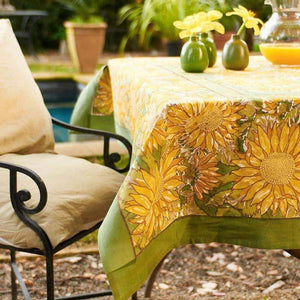 Sunflower Yellow & Green Tablecloth 71" x 106"