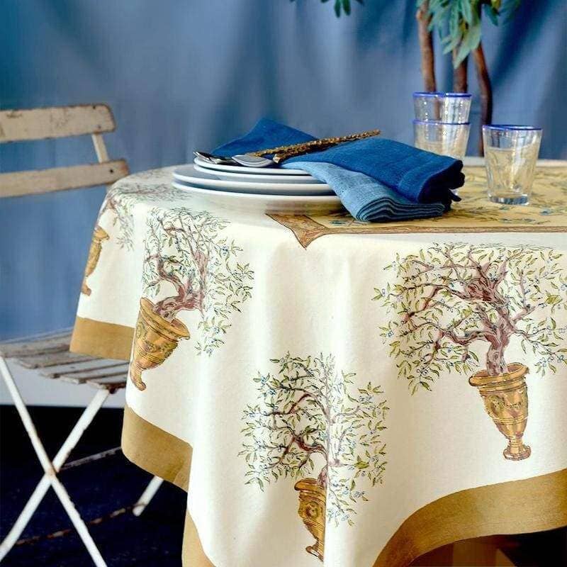 Olive Tree Khaki with Blue Tablecloth 59