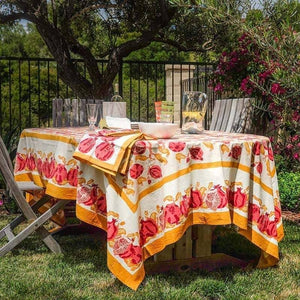Pomegranate Yellow with Red Tablecloth 59" x 59"