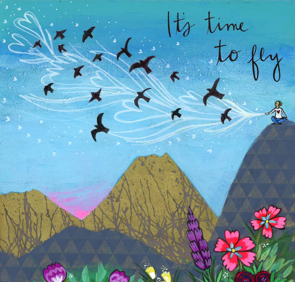 Lori Portka - Happiness Through Art - It’s Time To Fly Wood Print