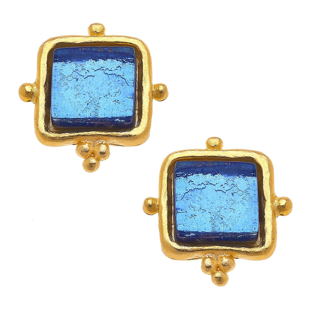Susan Shaw - Madeline Blue French Glass Studs