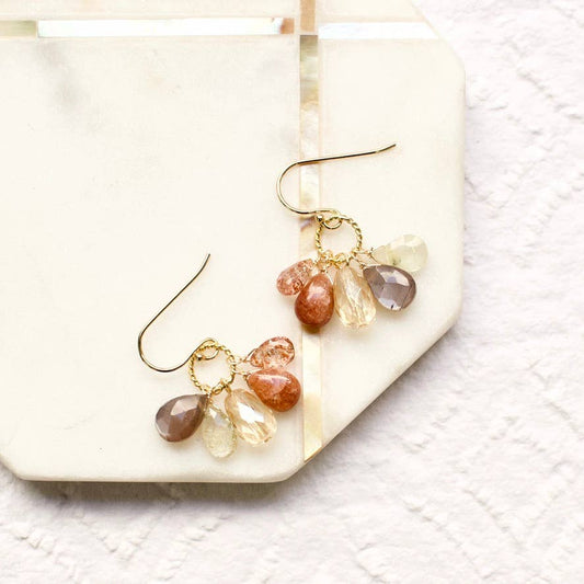 a.v. max - Semi Precious Cluster Earrings: Peach Multi