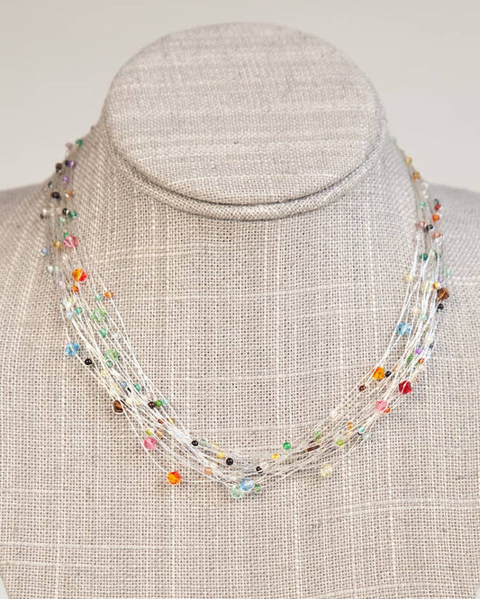 Crossroads Accessories Inc - Bird's Nest Necklace: Silver Multi-Colored