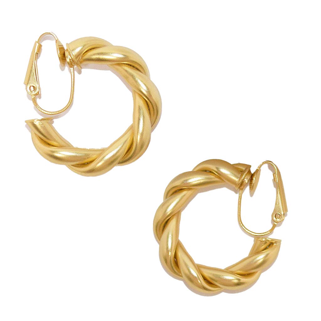 KARINE SULTAN - Twisted rope clip on hoop earrings