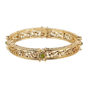 1928 Jewelry - 1928 Jewelry Majestic Filigree Olivine Green Crystal Flower