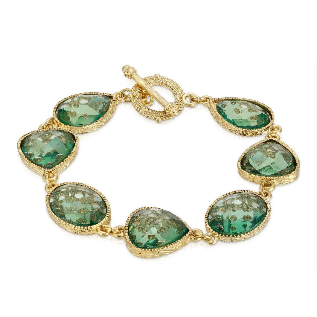 1928 Jewelry - 1928 Jewelry Light Aqua Blue Faceted Toggle Bracelet