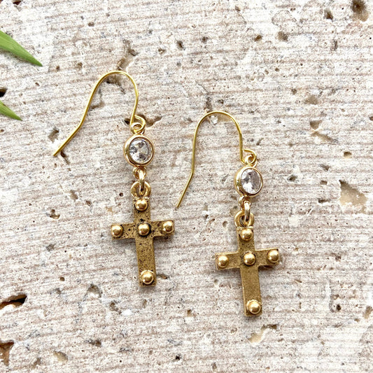 VB&CO Designs Handmade Jewelry - Cross earrings Christian religious Jesus vintage jewelry