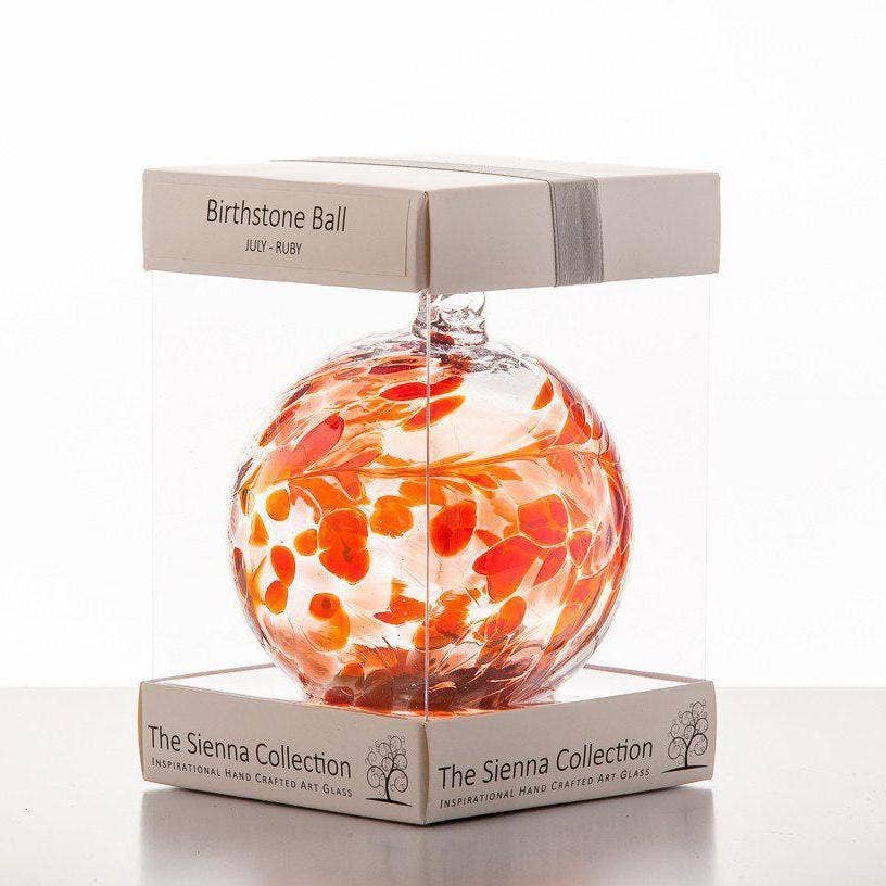 Sienna Glass - 10cm Birthstone Ball - July/Ruby