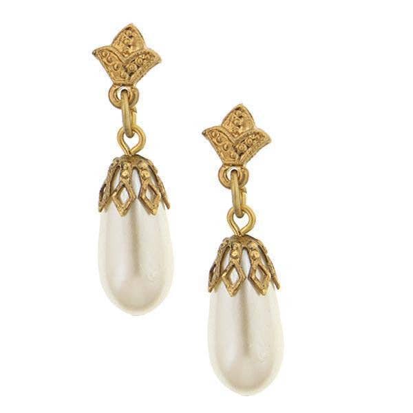 1928 Jewelry - 1928 Jewelry Classic Estate Faux Pearl Drop Earrings