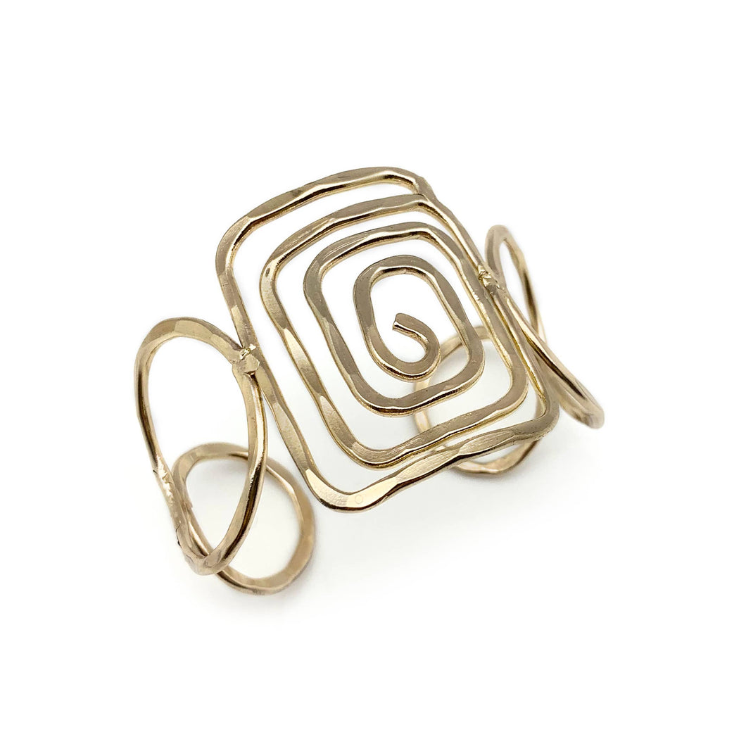 Anju Jewelry - Gold Plated Adjustable Cuff Bracelet - Square Spiral