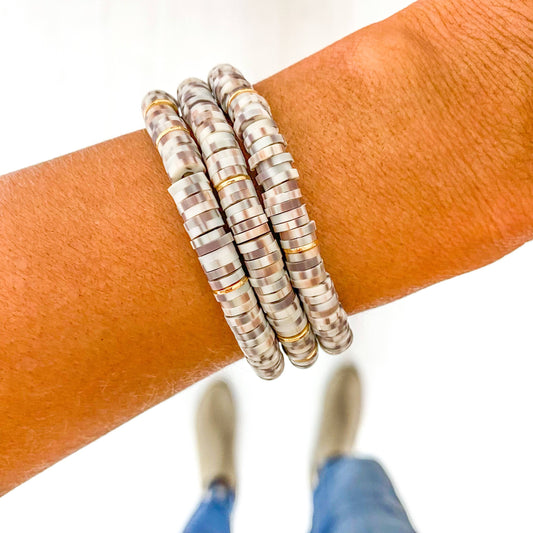 Savvy Bling - Sand Leopard Heishi Bracelet