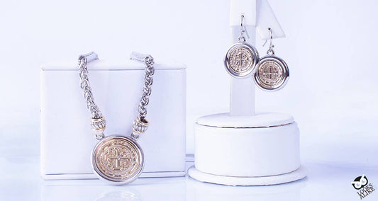 My Best Kept Jewelry - Two Tone Coin Necklace And Earring Set