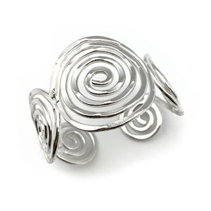 Anju Jewelry - Silver Plated Adjustable Cuff Bracelet - Spiral Circles