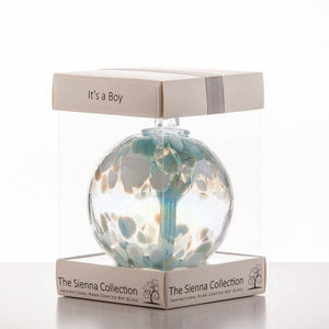 Sienna Glass - 10cm Spirit Ball - 'It's a Boy!' - Pastel Blue