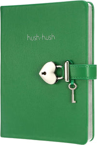 Heart Lock Notebook with Key for Girls (Sherwood Green)