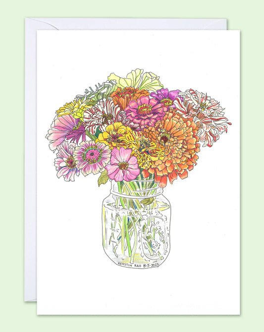 Vivid Cottage - Zinnia Bouquet - card