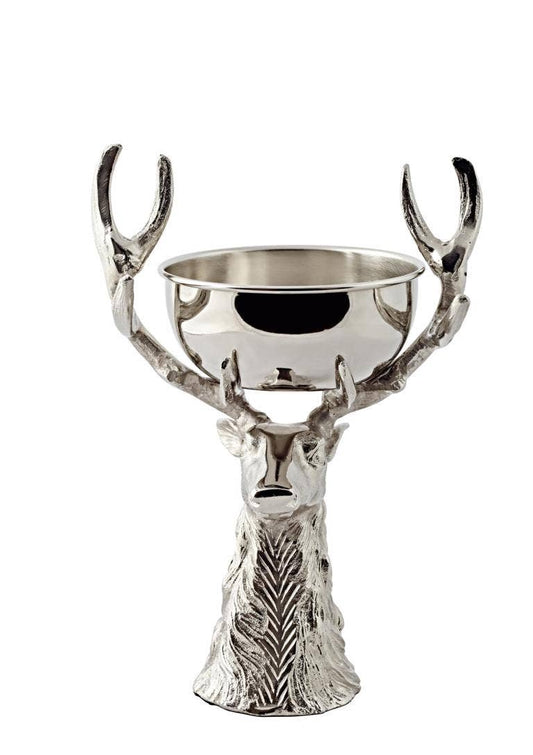 EDZARD - Hirschkopf mit Schale Richard, Aluminium vernickelt