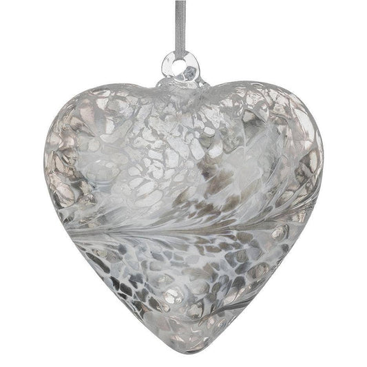 Sienna Glass - 8cm Friendship Heart - Pastel Silver