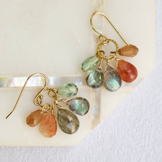 a.v. max - Semi Precious Cluster Earrings: Sunstone Multi