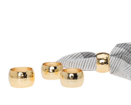 Godinger - S/4 Gold Round Hammered Napkin