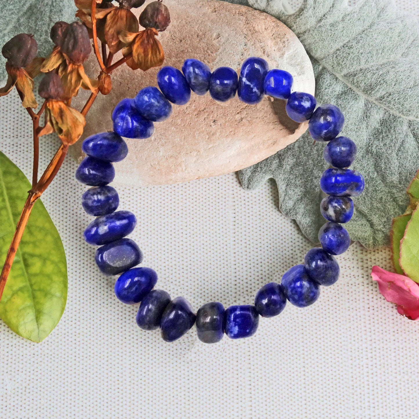 IST Jewelry - Genuine Lapis Lazuli Single-Strand Stretch Bracelet