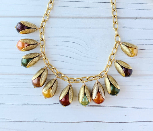 Lenora Dame - Cornucopia Fall Bead Cap Necklace