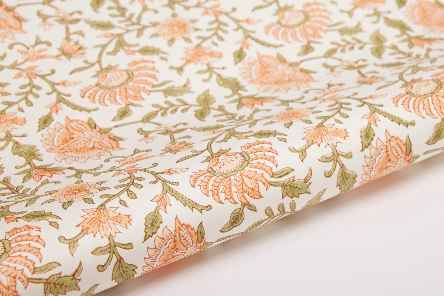 Paper Mirchi - Hand Block Printed Gift Wrap Sheets- Flora Coral