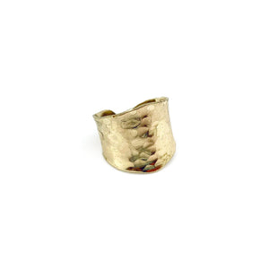 Anju Jewelry - Gold Plated Adjustable Ring - Hammered Wide Band
