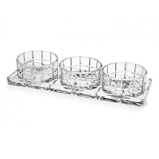 Godinger - Radius 4 Piece Relish Set: Non Leaded Crystal