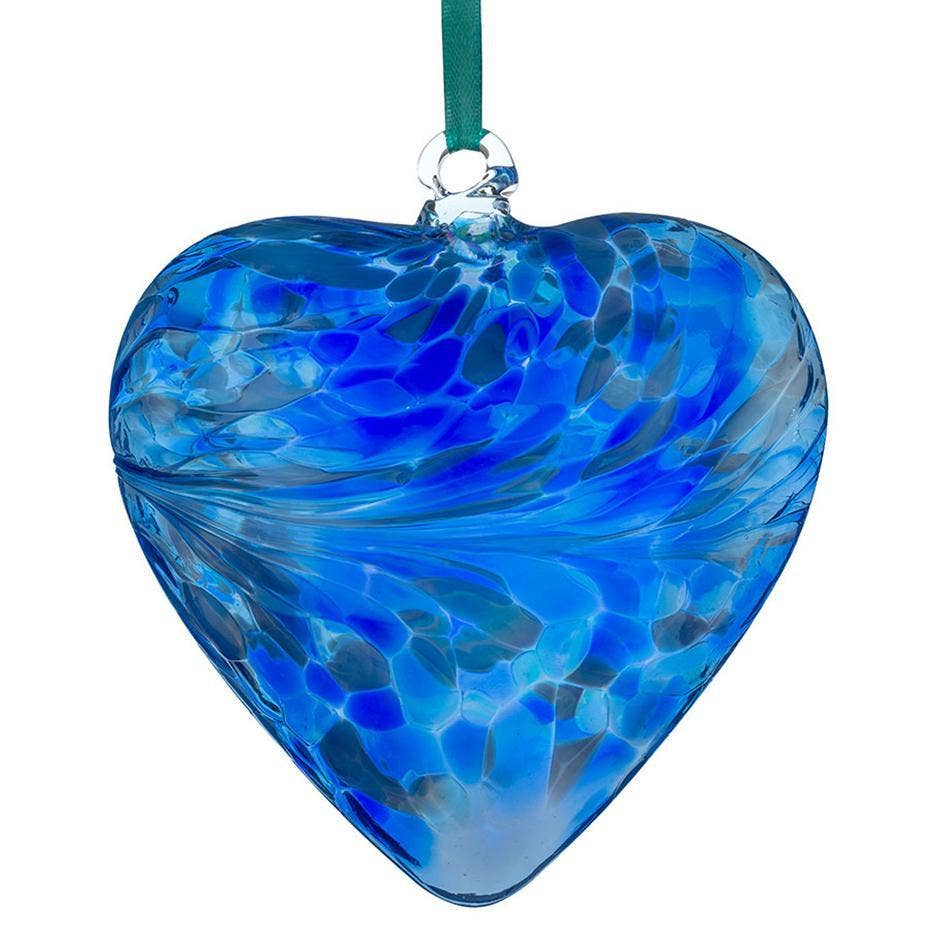 Sienna Glass - 8cm Friendship Heart - Blue