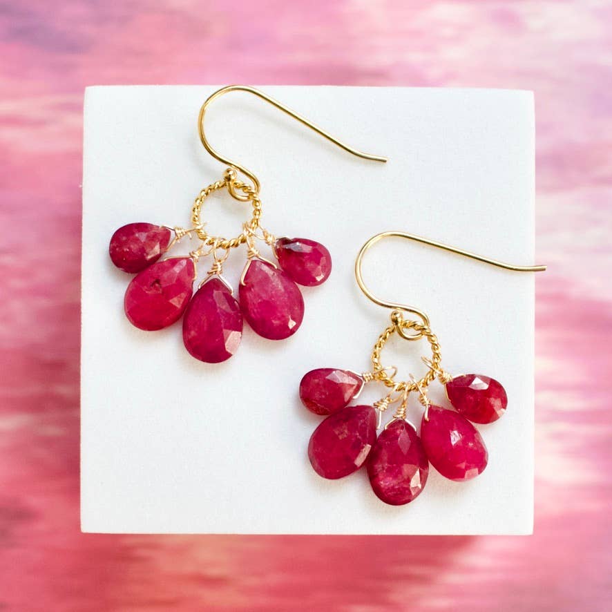 a.v. max - Semi Precious Cluster Earrings: Ruby