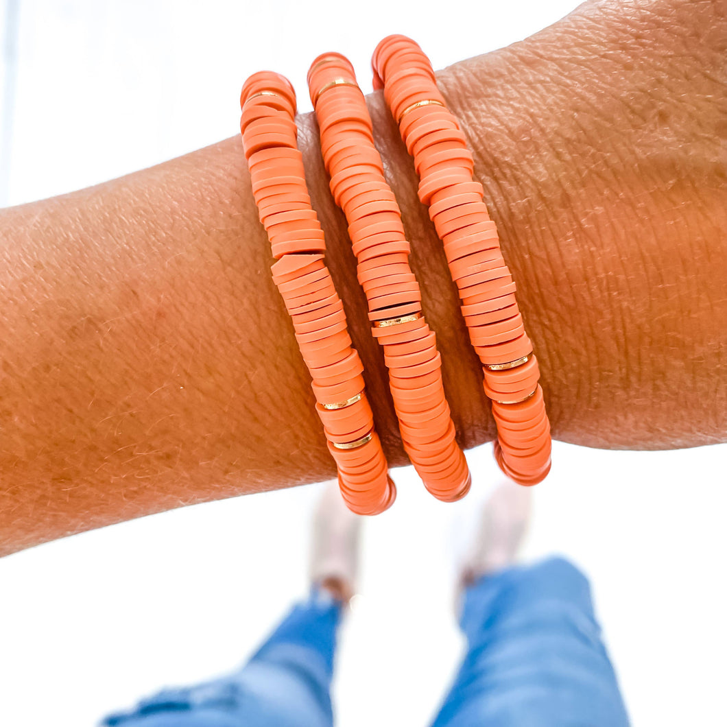 Savvy Bling - Orange Heishi Bracelet