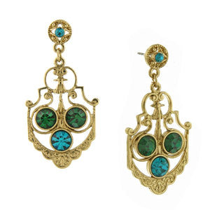 1928 Jewelry - 1928 Jewelry Blue Zircon Color And Green Crystal Drop