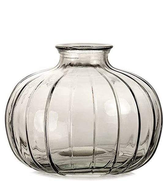 Sweet Home Deco - Pleated Glass Bud Vase, Small Glass Vases, Grey, Set of 3